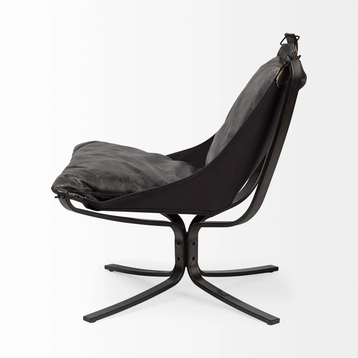 Colarado Accent Chair Black Leather | Black Iron
